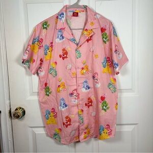 Cakeworthy Care Bears Pajama Button Up Shirt Women’s L 90’s Y2K Coquette Sleep